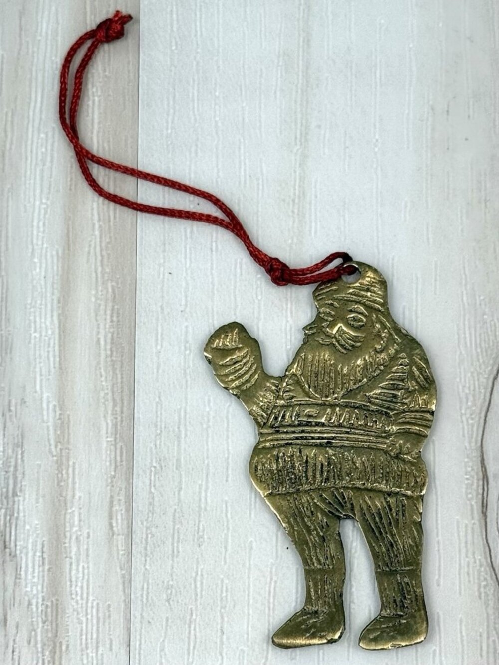 VTG 1997 Brass Santa Claus 3" Christmas Tree ORNAMENT Holiday Decor MJ Designs